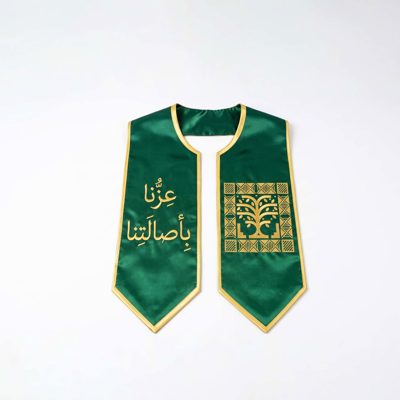 Custom printed corporate scarf with company logo — Admark, Saudi Arabia Sublimation-printed silk fashion scarf, custom design