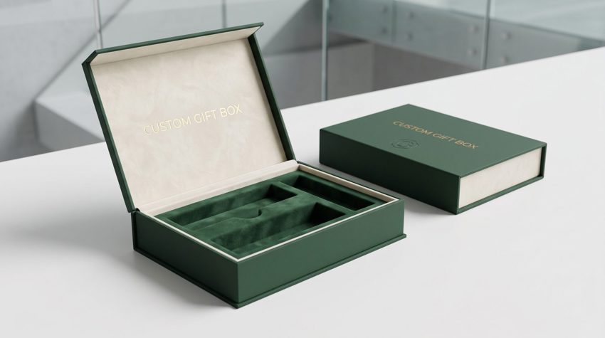 Custom gift box printing in Riyadh – front view, Admark Prints
