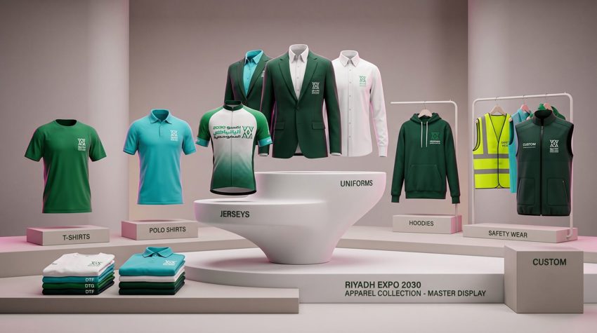 Custom uniform printing and embroidery in Riyadh - corporate polo shirt with logo
