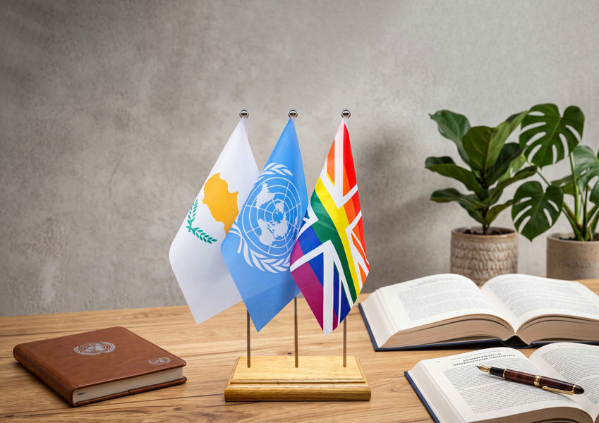 Mini desk flag with stand for offices and events in Riyadh